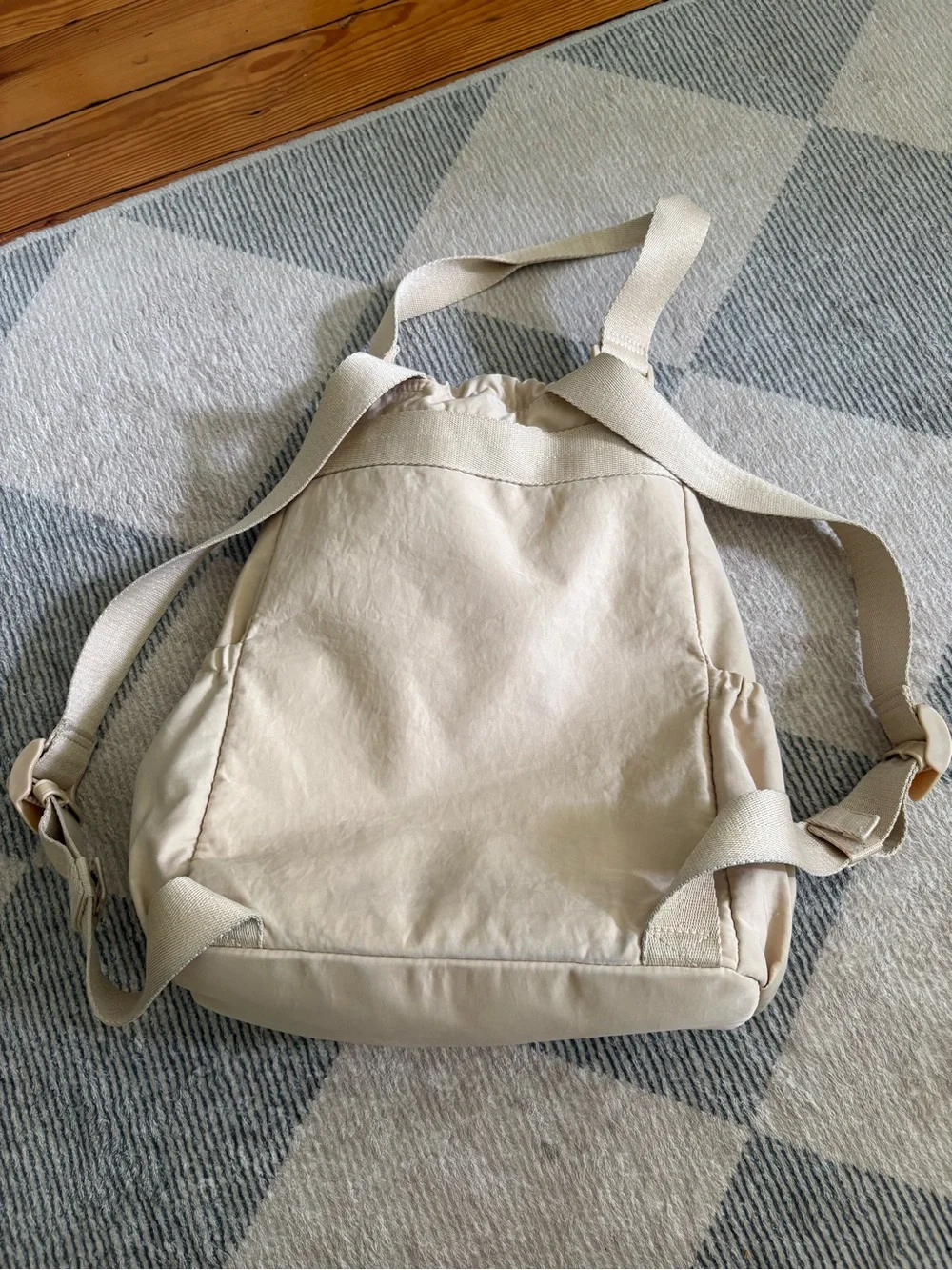 BEIS Cream Drawstring Tote-Style Backpack
